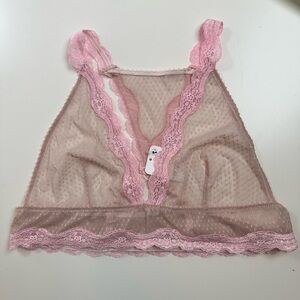 Free People Sheer Lace Trim Bralette in Pink